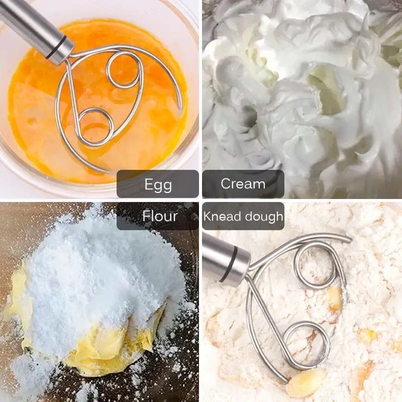 Manual Non Stick Steel Flour Cream  Mixer Beater | Dough Whisk Mixer, Kitchen Baking Blender Tool