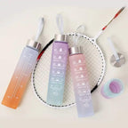 Sports Water Bottles 3 Pcs Set with Motivational Time Marker & Leak Proof Flip Top Lid  (random color)