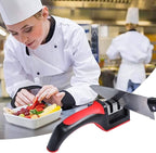 3-in-1 Knife Sharpener With Fruit And Meat Knife Peeler.3-Stage Diamond Coated Knife Sharpener,Kitchen Helper Three-piece Knife Sharpener Set With a Knife Ceramic peeler