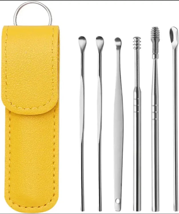 Ear Wax Cleaning Kit, 6 Pcs Ear Pick Tools, Wax Removal Kit, Ear Cleaning Tool Set, Spring Earwax Cleaner Tool Ear Wax Remover(random color)